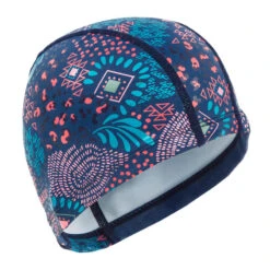 Bonnet De Bain En Maille Enduite - Tissu Imprimé - Taille L - Canopa Bleu Rose