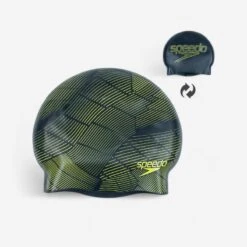 Bonnet De Bain Silicone SPEEDO DRIZZLE Noir Jaune Réversible