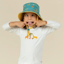 Chapeau Anti UV Bébé Réversible Jaune Et Bleu Imprimé SAVANE -Plongée Matériel Magasin chapeau anti uv bebe reversible jaune et bleu imprime savane 2