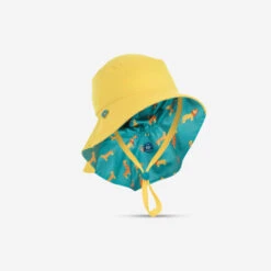 Chapeau Anti UV Bébé Réversible Jaune Et Bleu Imprimé SAVANE -Plongée Matériel Magasin chapeau anti uv bebe reversible jaune et bleu imprime savane 4