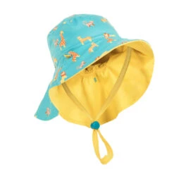 Chapeau Anti UV Bébé Réversible Jaune Et Bleu Imprimé SAVANE -Plongée Matériel Magasin chapeau anti uv bebe reversible jaune et bleu imprime savane 5