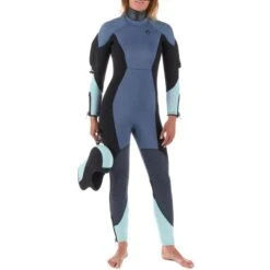 Combinaison Plongée Semi-étanche Femme Néoprène 7mm - Bleu Gris -Plongée Matériel Magasin combinaison plongee semi etanche femme neoprene 7mm bleu gris 3