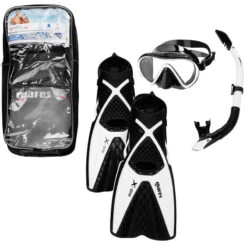 Mares Kit D'apnée Freediving PMT Palmes Masque Tuba Adulte X One Noir Blanc