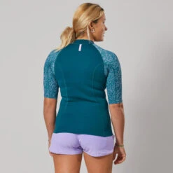 Top Anti UV Manches Courtes Femme Néoprène 1.5mm - Navy -Plongée Matériel Magasin top anti uv manches courtes femme neoprene 15mm navy 2