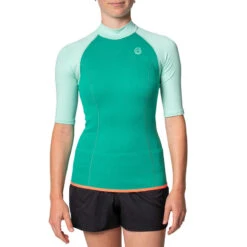 Top Thermique Néoprène 100 Manches Courtes Femme Turquoise -Plongée Matériel Magasin top thermique neoprene 100 manches courtes femme turquoise 2