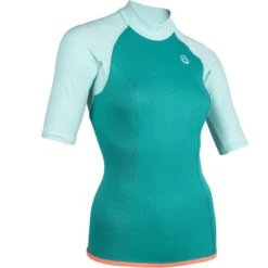 Top Thermique Néoprène 100 Manches Courtes Femme Turquoise