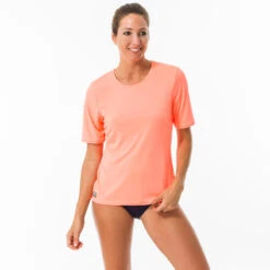 WATER TEE SHIRT Anti UV Surf Manches Courtes Femme Corail Fluo